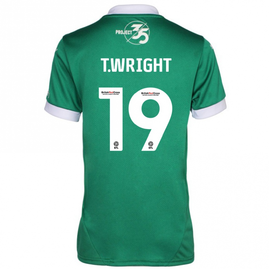 Enfant Football Maillot Tyreik Wright #19 Vert Blanc Tenues Domicile 2024/25 Canada