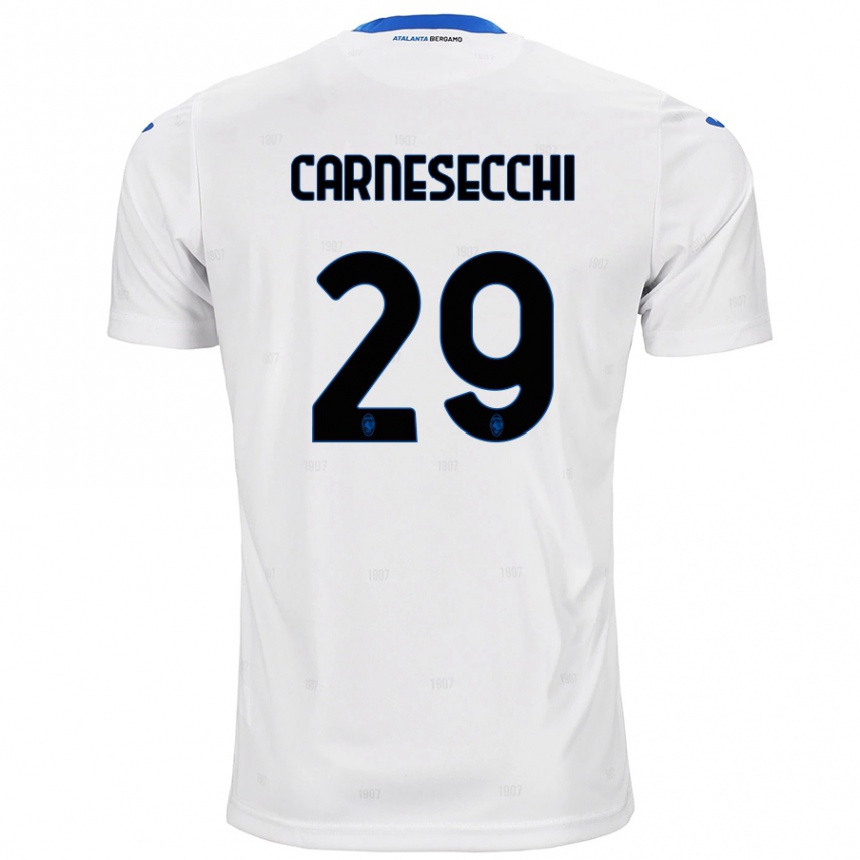 Kids Football Marco Carnesecchi #29 White Away Jersey 2024/25 T-Shirt Canada