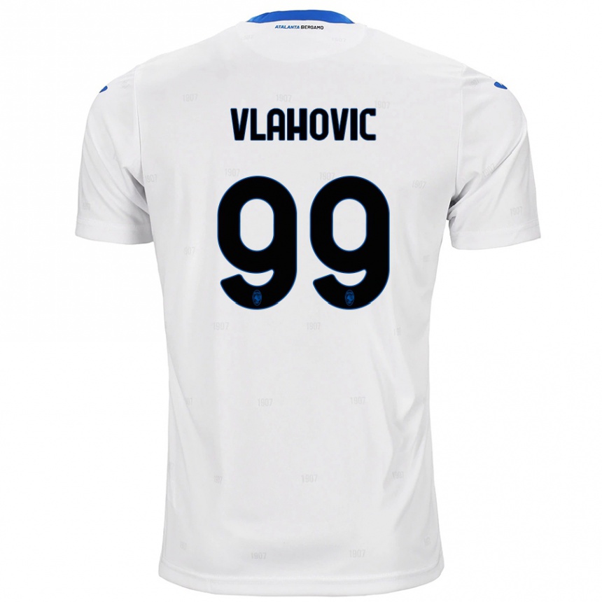 Kids Football Vanja Vlahovic #99 White Away Jersey 2024/25 T-Shirt Canada