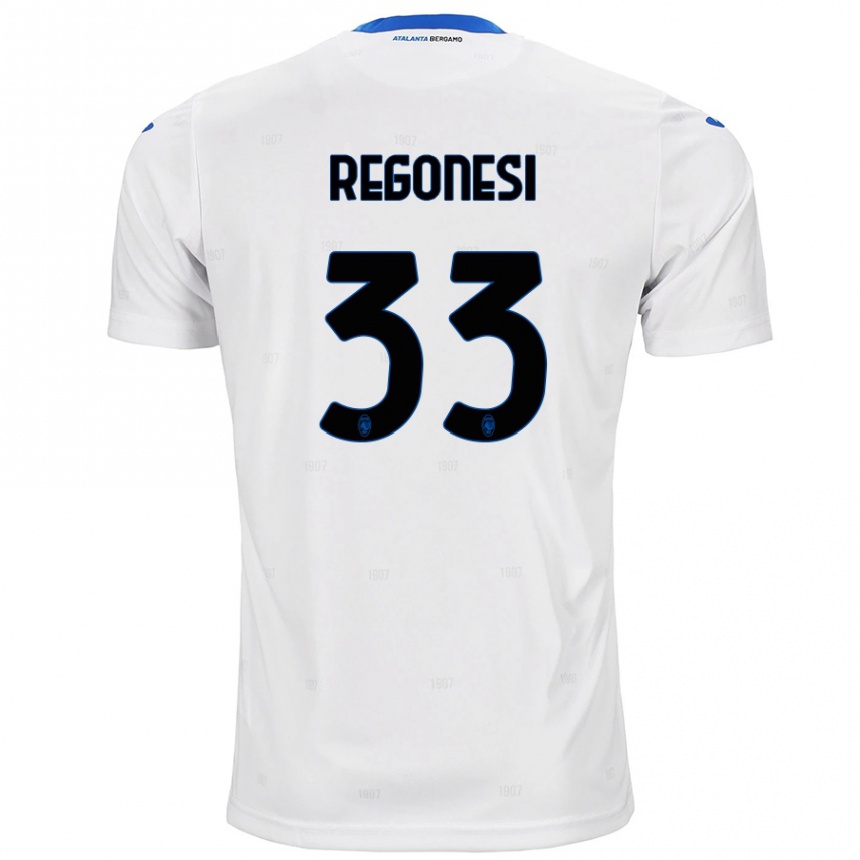 Kids Football Iacopo Regonesi #33 White Away Jersey 2024/25 T-Shirt Canada