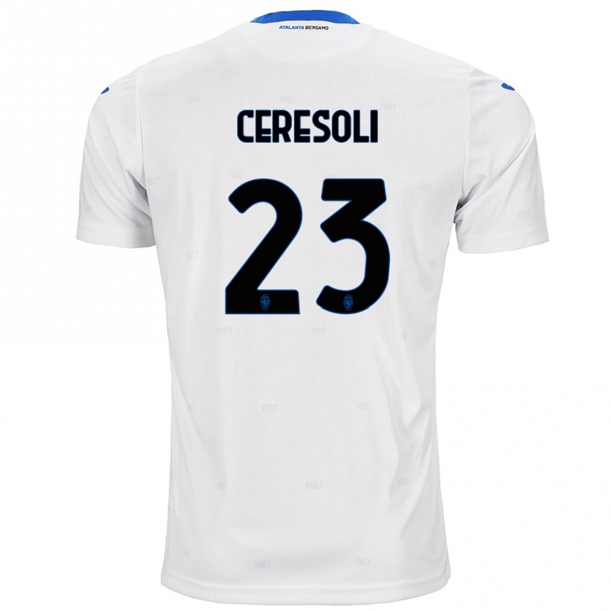 Kids Football Andrea Ceresoli #23 White Away Jersey 2024/25 T-Shirt Canada