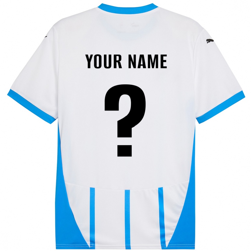 Kids Football Your Name #0 White Blue Away Jersey 2024/25 T-Shirt Canada