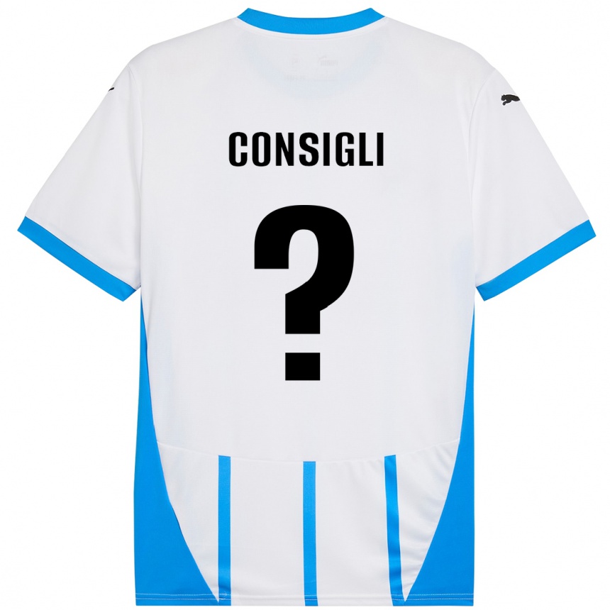 Kids Football Andrea Consigli #0 White Blue Away Jersey 2024/25 T-Shirt Canada