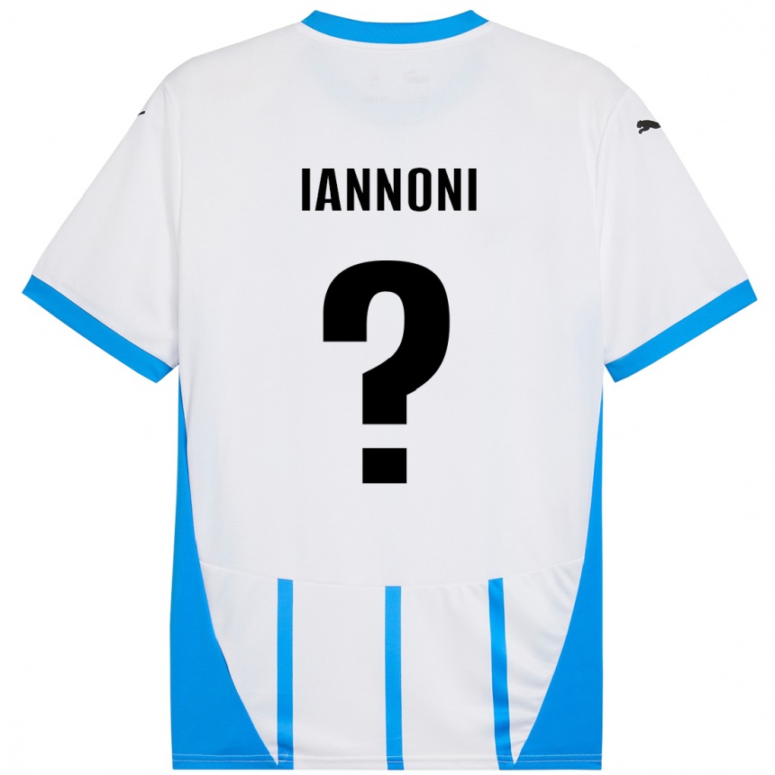 Kids Football Edoardo Iannoni #0 White Blue Away Jersey 2024/25 T-Shirt Canada