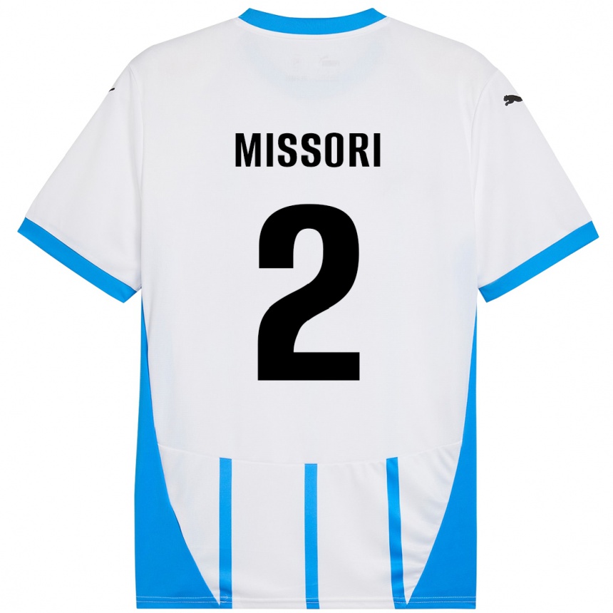 Kids Football Filippo Missori #2 White Blue Away Jersey 2024/25 T-Shirt Canada