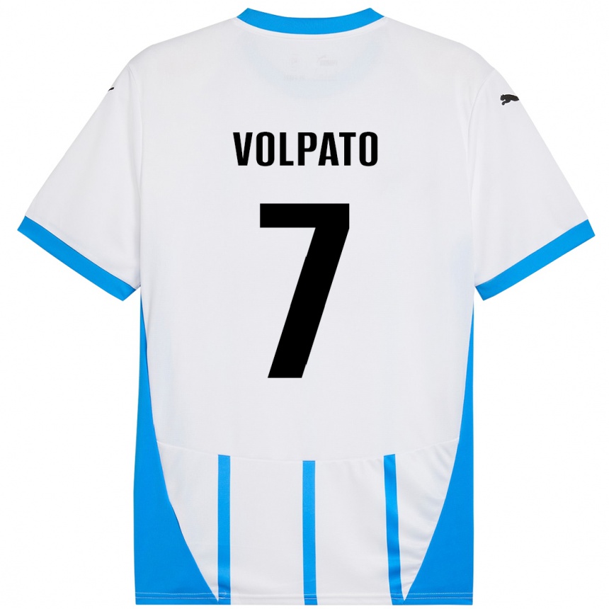 Kids Football Cristian Volpato #7 White Blue Away Jersey 2024/25 T-Shirt Canada