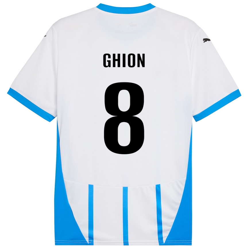 Kids Football Andrea Ghion #8 White Blue Away Jersey 2024/25 T-Shirt Canada