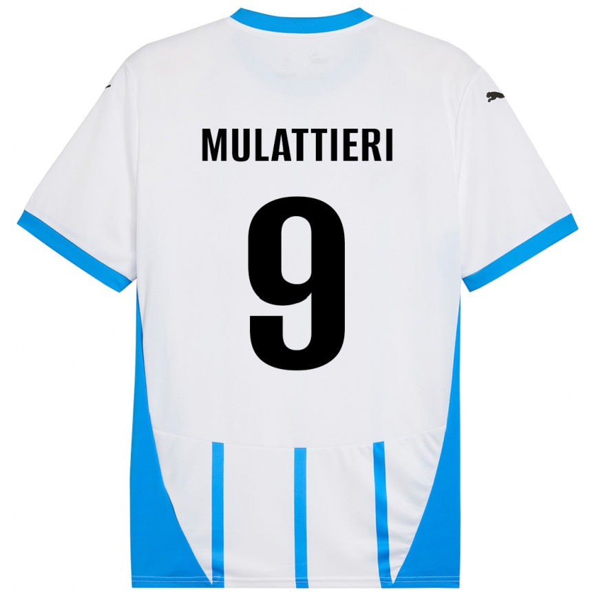 Kids Football Samuele Mulattieri #9 White Blue Away Jersey 2024/25 T-Shirt Canada