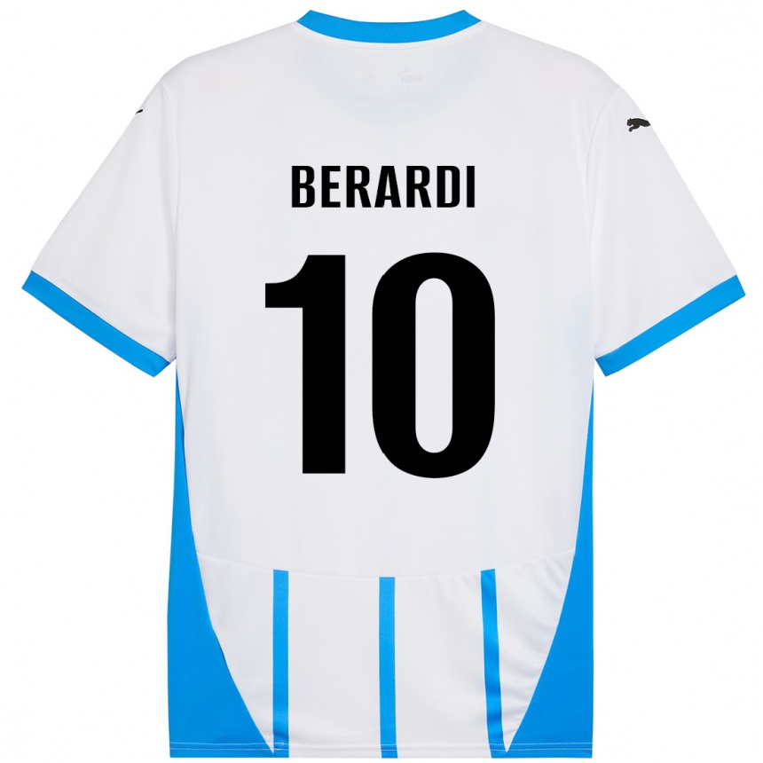 Kids Football Domenico Berardi #10 White Blue Away Jersey 2024/25 T-Shirt Canada