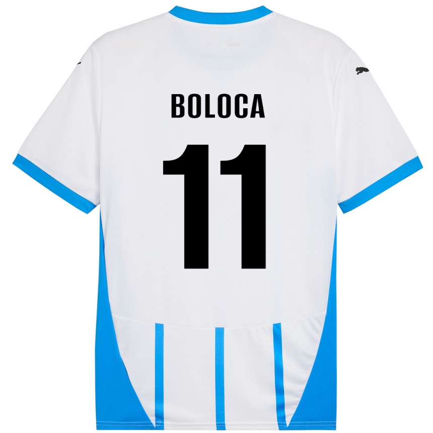 Kids Football Daniel Boloca #11 White Blue Away Jersey 2024/25 T-Shirt Canada