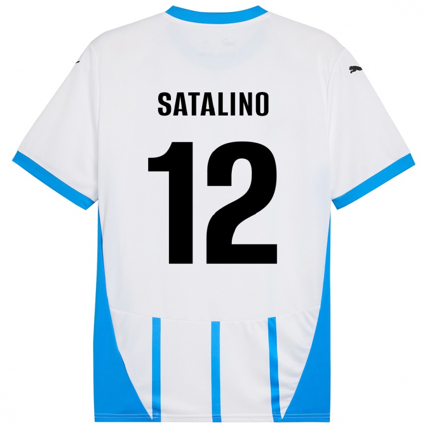 Kids Football Giacomo Satalino #12 White Blue Away Jersey 2024/25 T-Shirt Canada