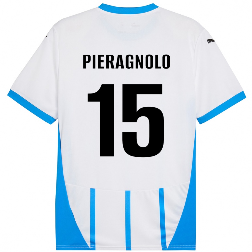 Kids Football Edoardo Pieragnolo #15 White Blue Away Jersey 2024/25 T-Shirt Canada