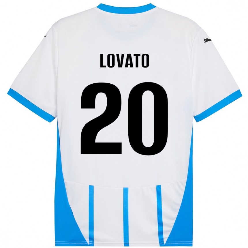 Kids Football Matteo Lovato #20 White Blue Away Jersey 2024/25 T-Shirt Canada