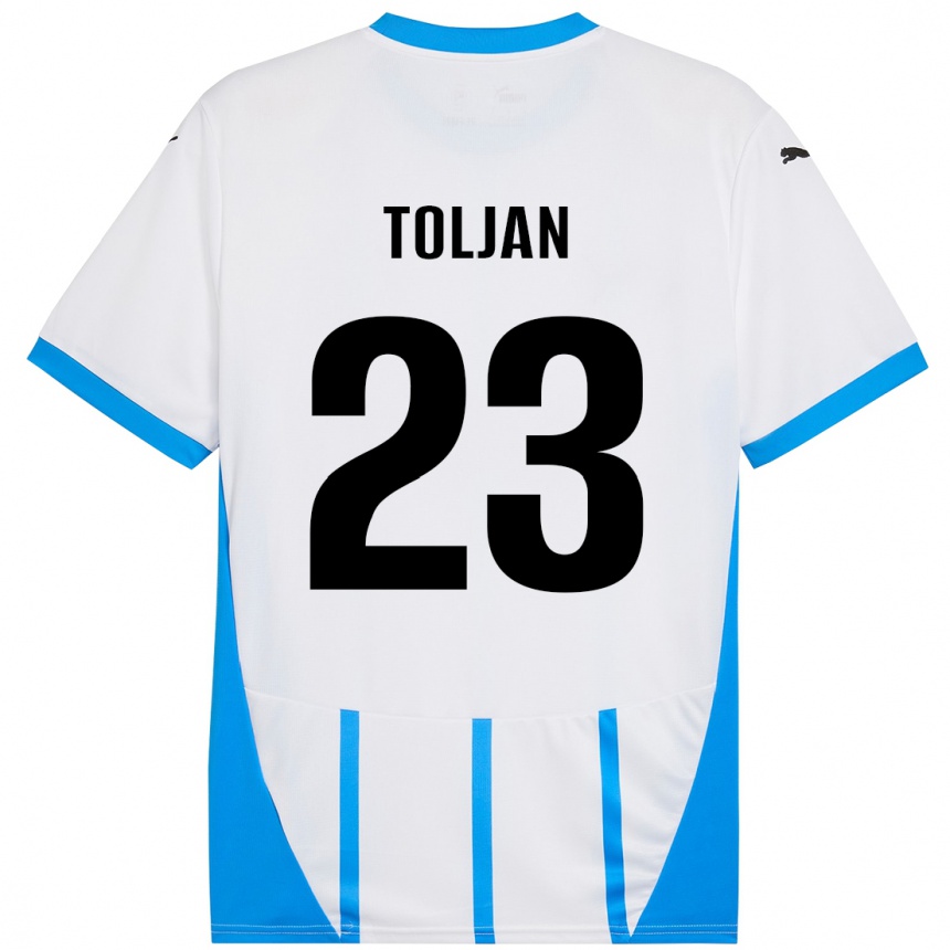 Kids Football Jeremy Toljan #23 White Blue Away Jersey 2024/25 T-Shirt Canada