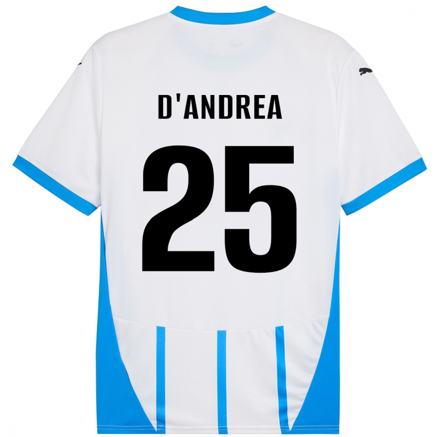 Kids Football Luca D'andrea #25 White Blue Away Jersey 2024/25 T-Shirt Canada