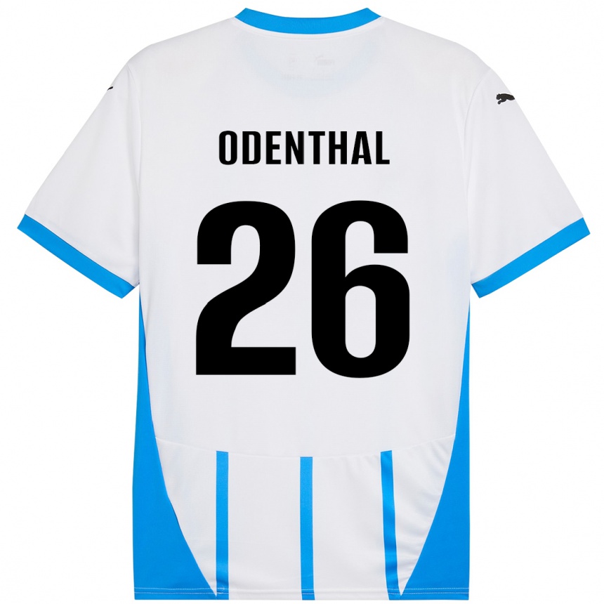 Kids Football Cas Odenthal #26 White Blue Away Jersey 2024/25 T-Shirt Canada