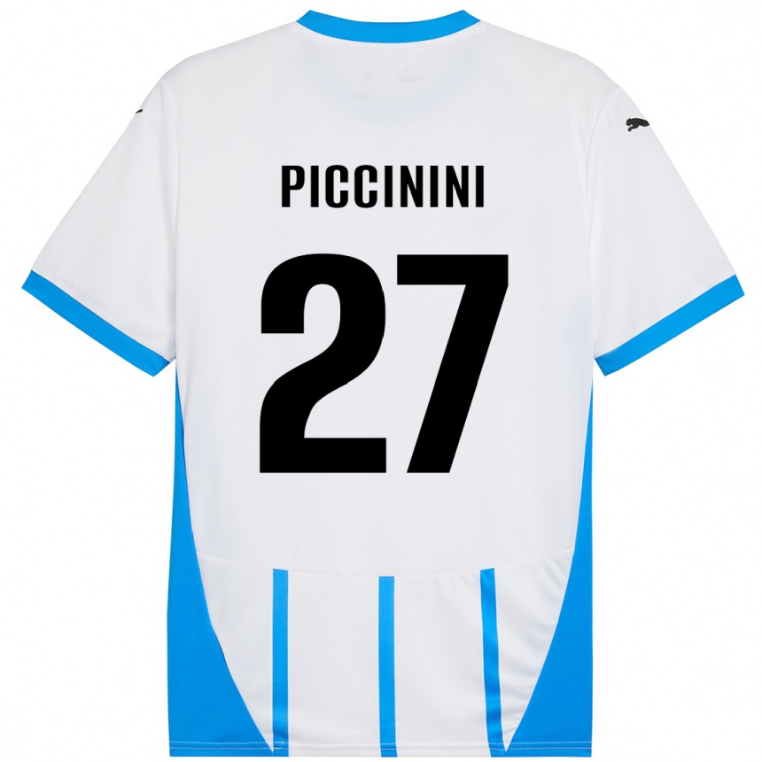 Kids Football Stefano Piccinini #27 White Blue Away Jersey 2024/25 T-Shirt Canada