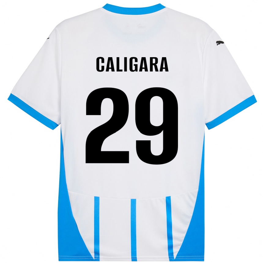 Kids Football Fabrizio Caligara #29 White Blue Away Jersey 2024/25 T-Shirt Canada