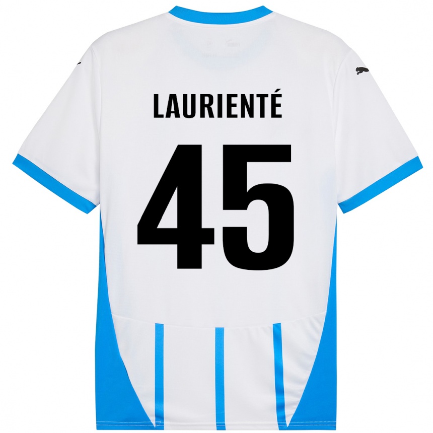 Kids Football Armand Laurienté #45 White Blue Away Jersey 2024/25 T-Shirt Canada