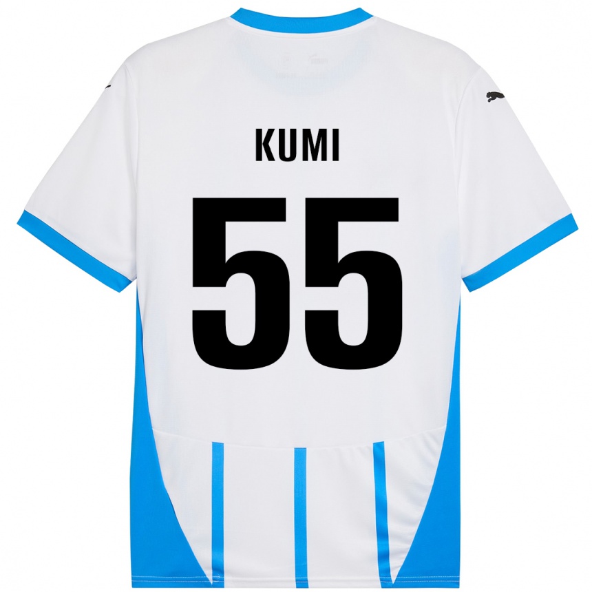 Kids Football Justin Kumi #55 White Blue Away Jersey 2024/25 T-Shirt Canada