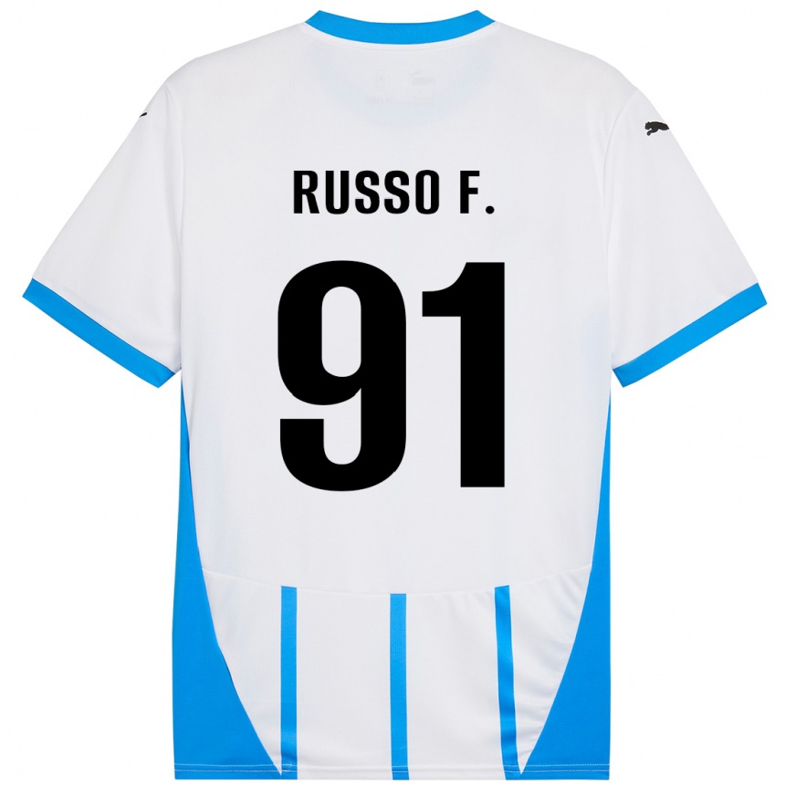 Kids Football Flavio Russo #91 White Blue Away Jersey 2024/25 T-Shirt Canada