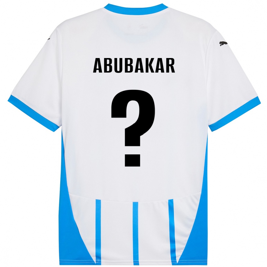 Kids Football Salim Abubakar #0 White Blue Away Jersey 2024/25 T-Shirt Canada