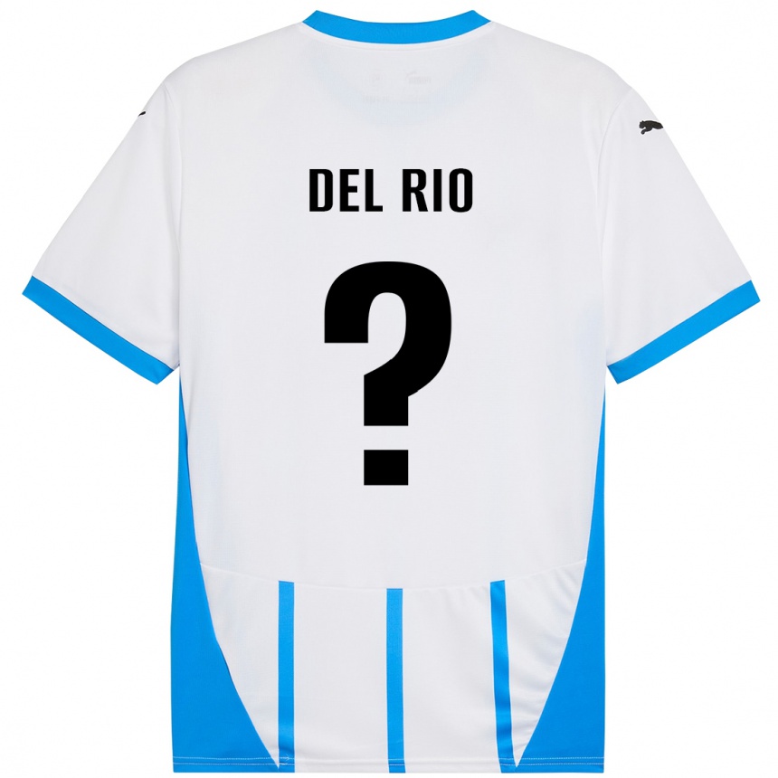 Kids Football Davide Del Rio #0 White Blue Away Jersey 2024/25 T-Shirt Canada