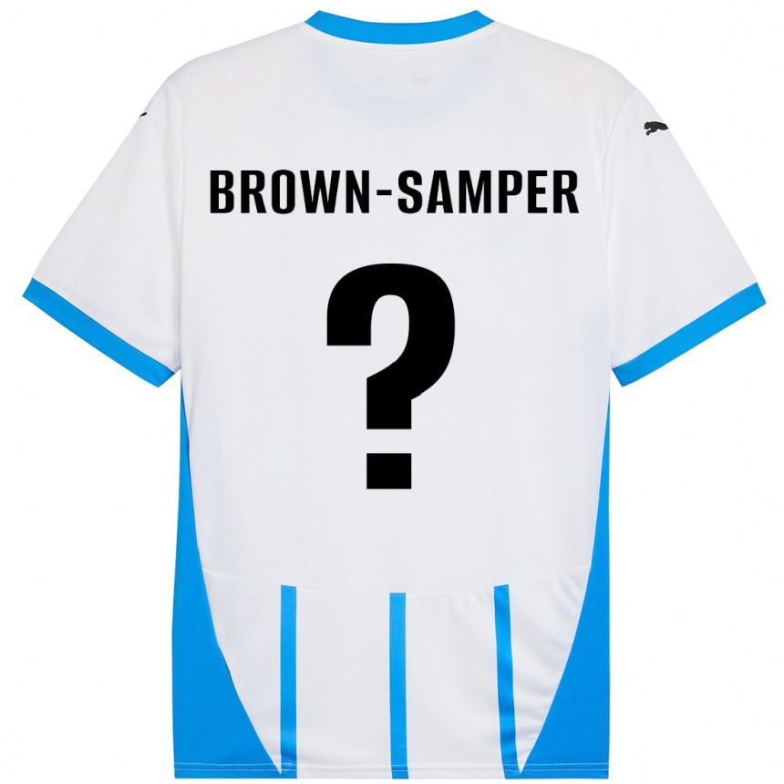 Kids Football Isaac Brown-Samper #0 White Blue Away Jersey 2024/25 T-Shirt Canada