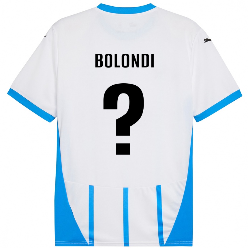 Kids Football Francesco Bolondi #0 White Blue Away Jersey 2024/25 T-Shirt Canada