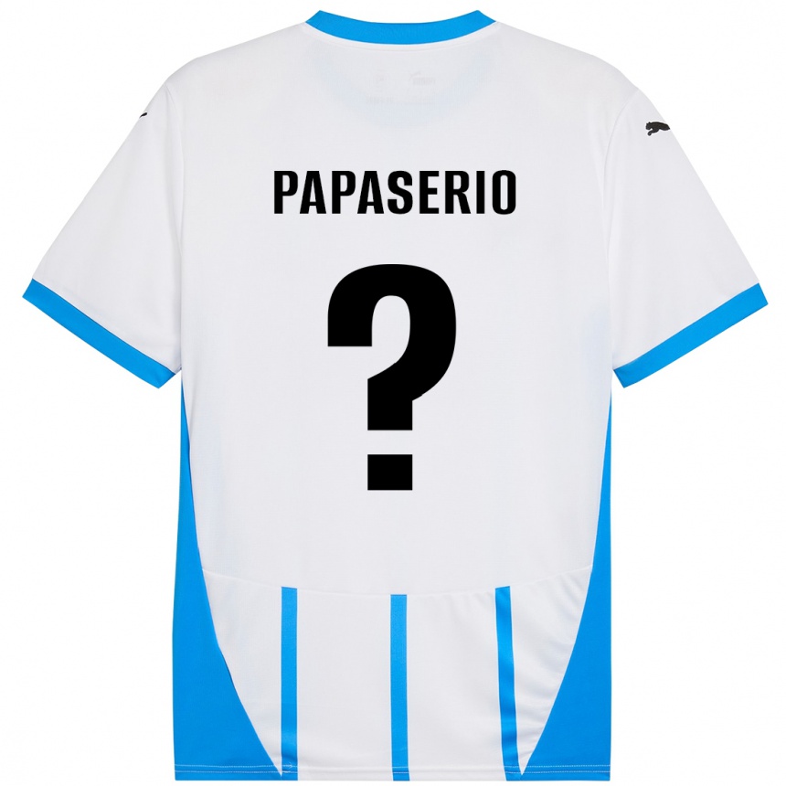 Kids Football Gabriele Papaserio #0 White Blue Away Jersey 2024/25 T-Shirt Canada