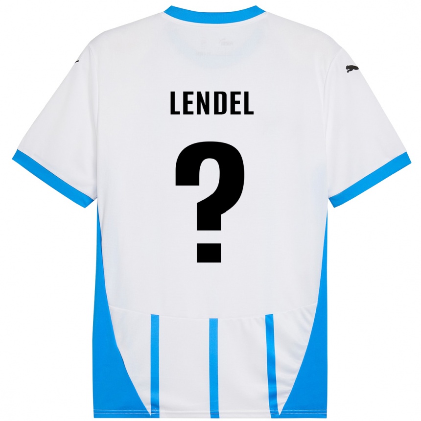 Kids Football Davide Lendel #0 White Blue Away Jersey 2024/25 T-Shirt Canada