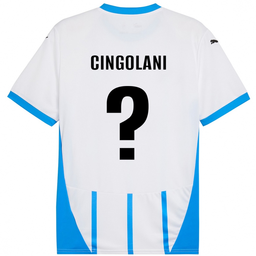 Kids Football Matteo Cingolani #0 White Blue Away Jersey 2024/25 T-Shirt Canada