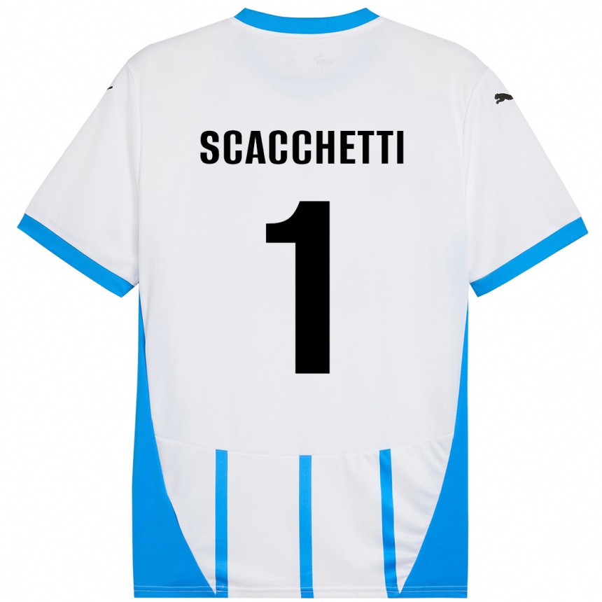 Kids Football Alessandro Scacchetti #1 White Blue Away Jersey 2024/25 T-Shirt Canada