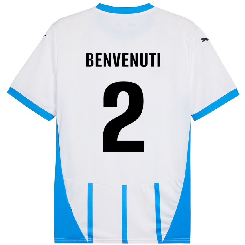 Kids Football Giacomo Benvenuti #2 White Blue Away Jersey 2024/25 T-Shirt Canada