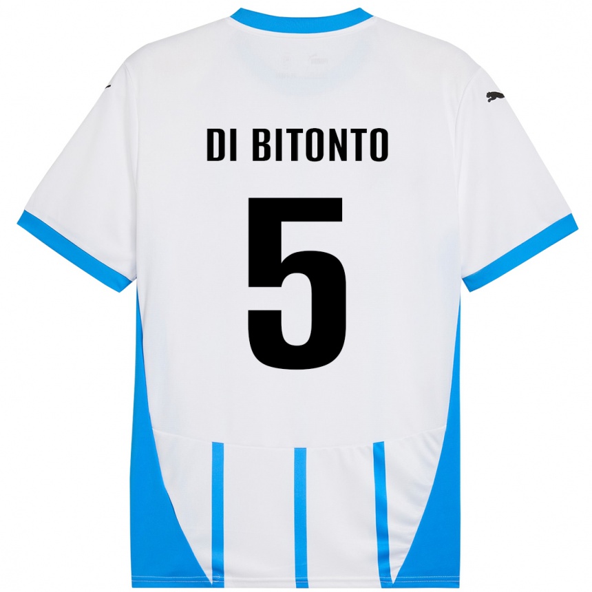 Kids Football Alessandro Di Bitonto #5 White Blue Away Jersey 2024/25 T-Shirt Canada