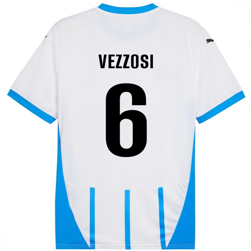 Kids Football Giorgio Vezzosi #6 White Blue Away Jersey 2024/25 T-Shirt Canada