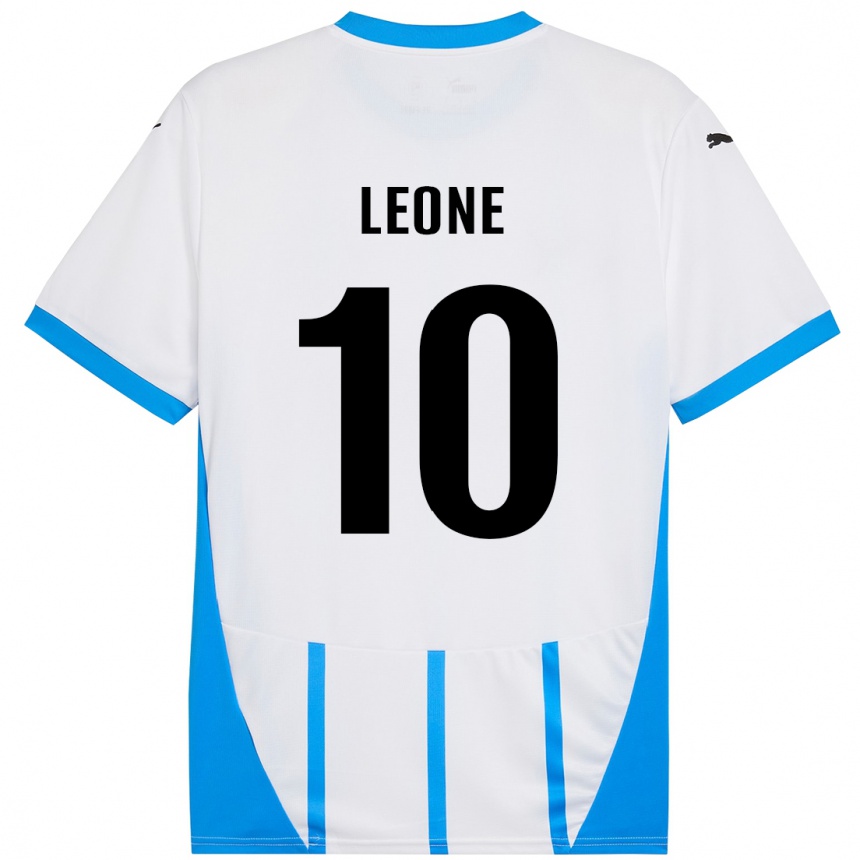 Kids Football Kevin Leone #10 White Blue Away Jersey 2024/25 T-Shirt Canada