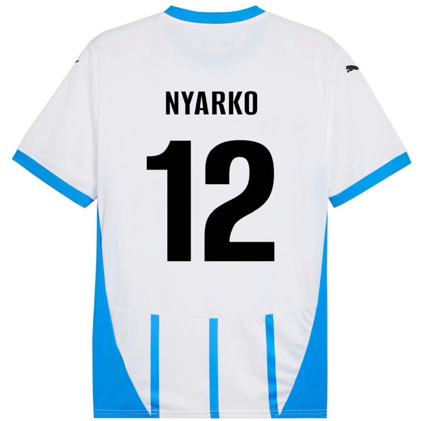 Kids Football Lorenzo Nyarko #12 White Blue Away Jersey 2024/25 T-Shirt Canada