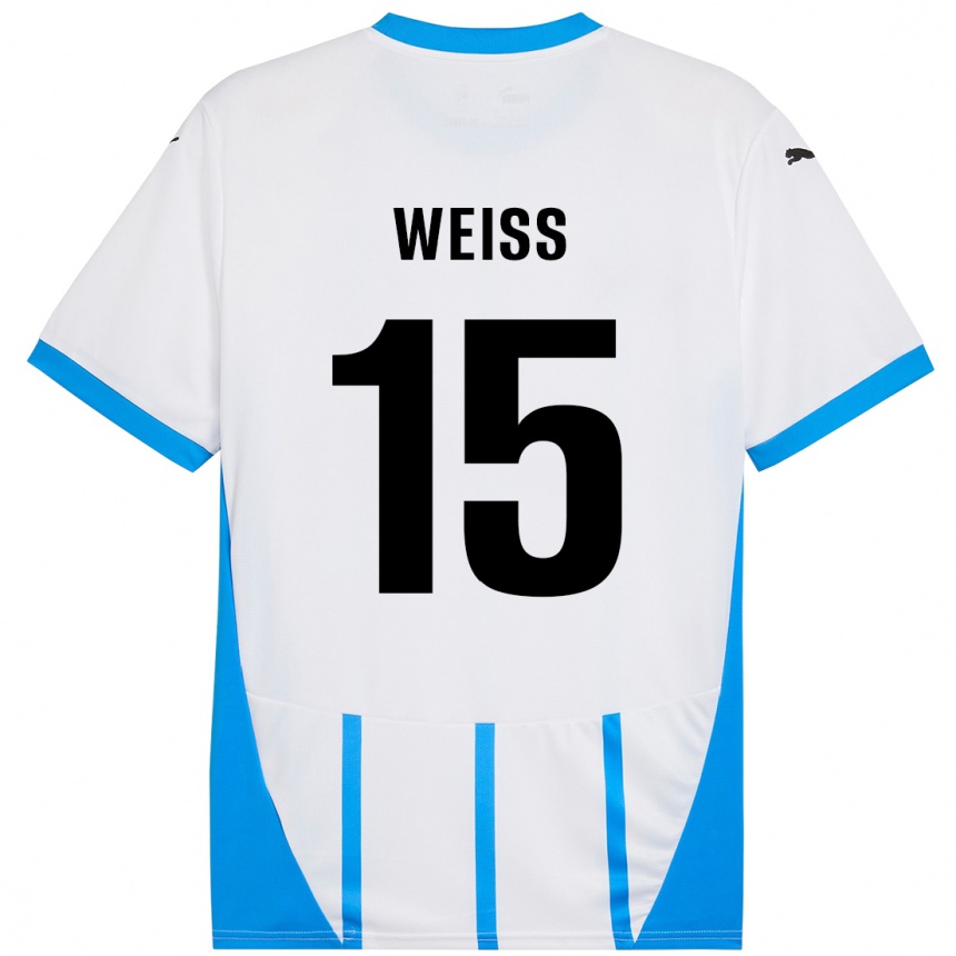 Kids Football David Weiss #15 White Blue Away Jersey 2024/25 T-Shirt Canada