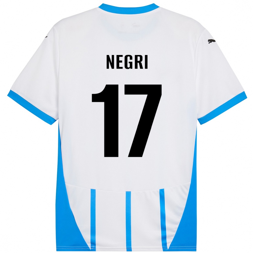 Kids Football Gabriele Negri #17 White Blue Away Jersey 2024/25 T-Shirt Canada