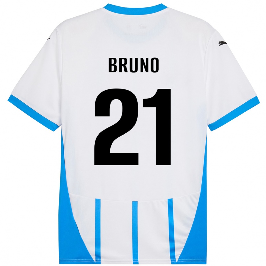 Kids Football Kevin Bruno #21 White Blue Away Jersey 2024/25 T-Shirt Canada