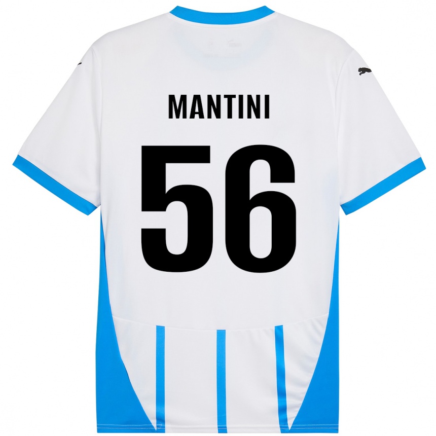 Kids Football Raffaele Mantini #56 White Blue Away Jersey 2024/25 T-Shirt Canada