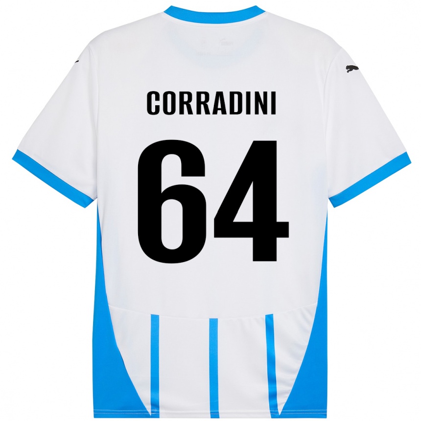 Kids Football Francesco Corradini #64 White Blue Away Jersey 2024/25 T-Shirt Canada