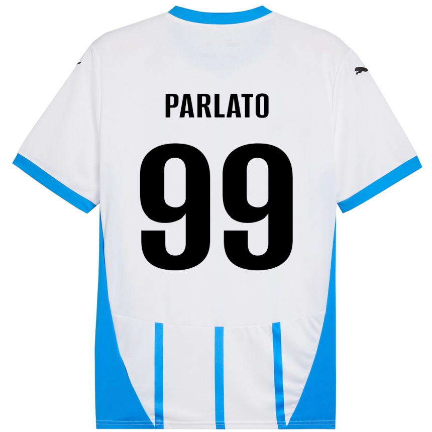 Kids Football Claudio Parlato #99 White Blue Away Jersey 2024/25 T-Shirt Canada