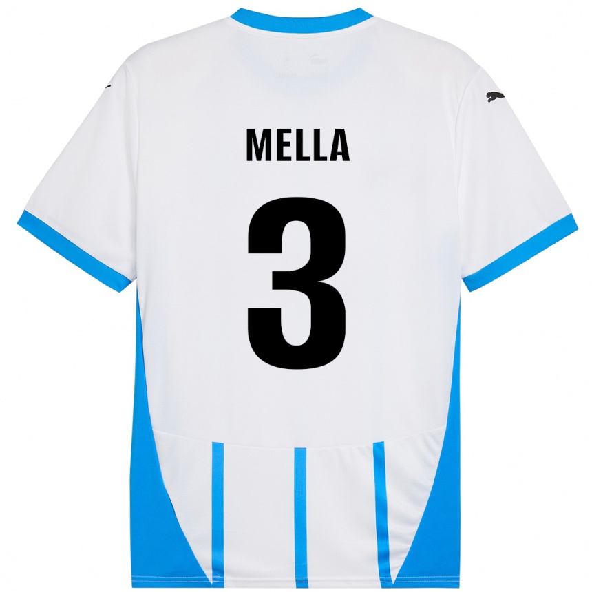 Kids Football Sara Mella #3 White Blue Away Jersey 2024/25 T-Shirt Canada