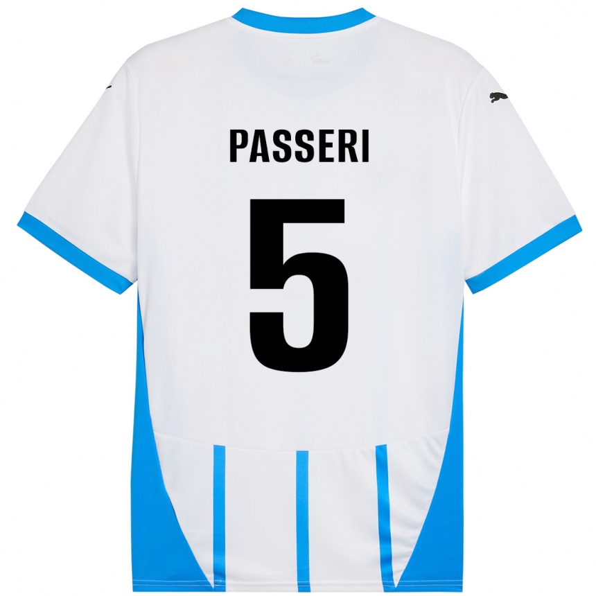 Kids Football Angela Passeri #5 White Blue Away Jersey 2024/25 T-Shirt Canada