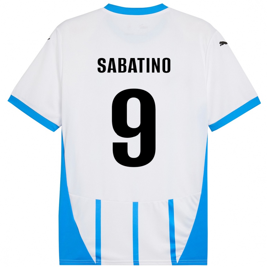 Kids Football Daniela Sabatino #9 White Blue Away Jersey 2024/25 T-Shirt Canada