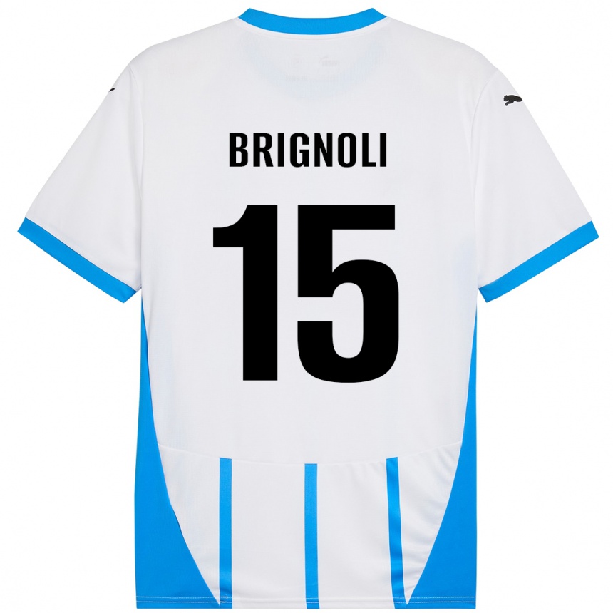 Kids Football Benedetta Brignoli #15 White Blue Away Jersey 2024/25 T-Shirt Canada