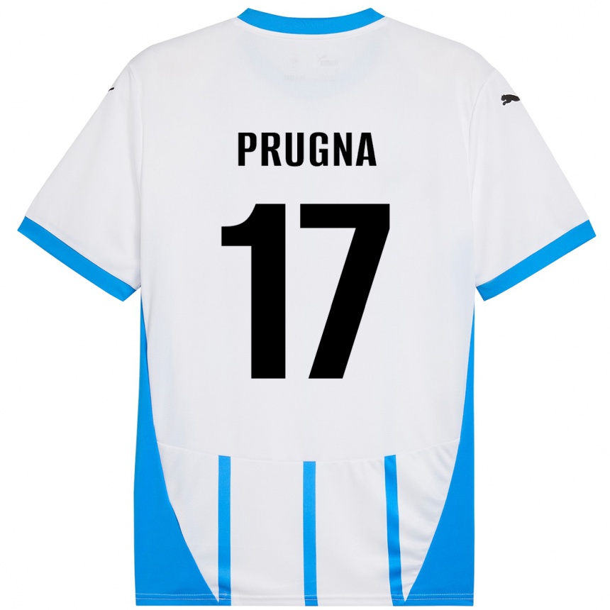 Kids Football Cecilia Prugna #17 White Blue Away Jersey 2024/25 T-Shirt Canada