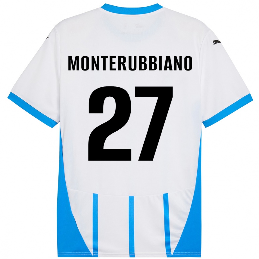 Kids Football Valeria Monterubbiano #27 White Blue Away Jersey 2024/25 T-Shirt Canada